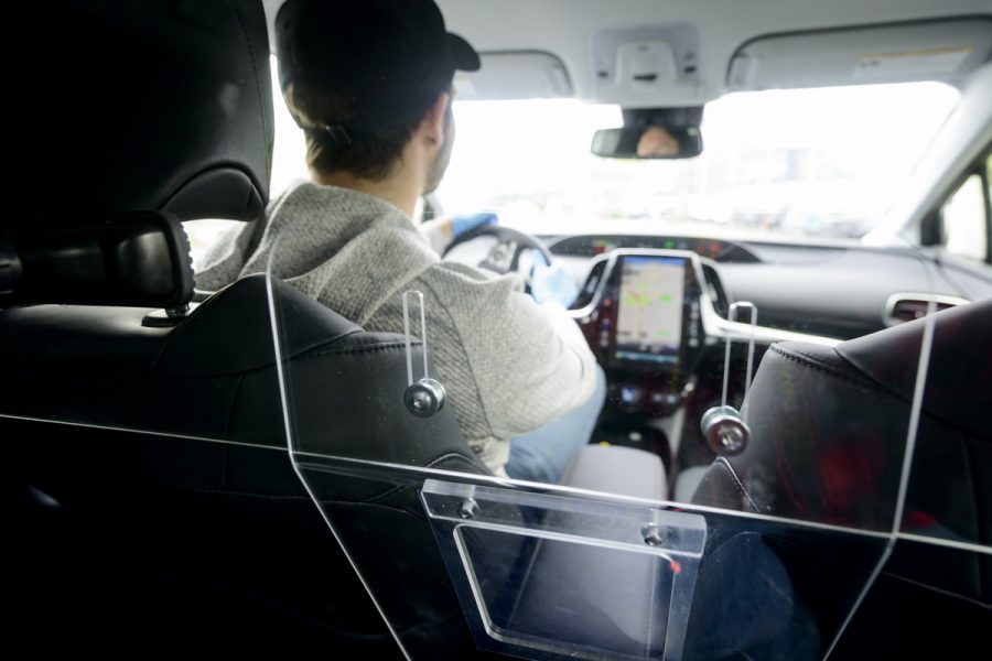 convenient pass through on passenger driver protective safety barrier